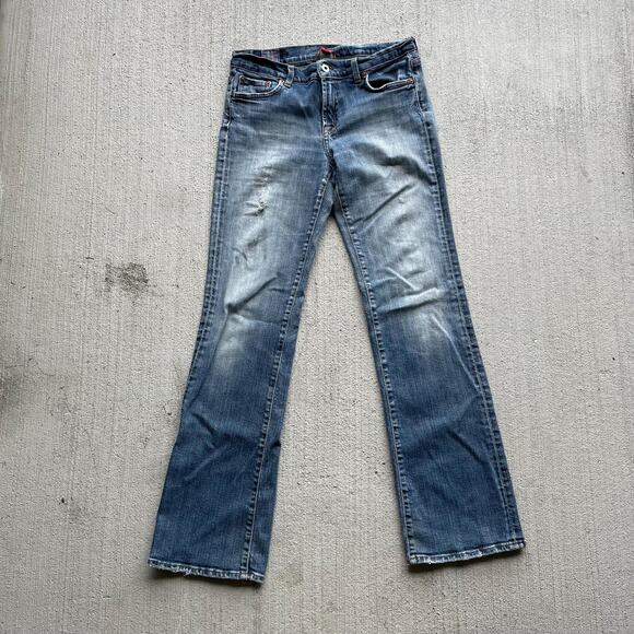 y2k vintage 00's LUCKYBRAND lowrise flare faded distressed bootcut denim jeans 8 - Picture 2 of 10